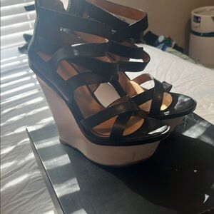 L.A.M.B. Black wedge sandals  (size 8) woman’s